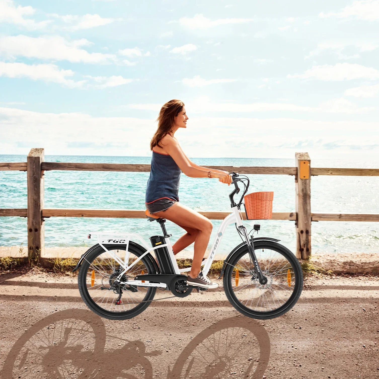 TTGO YY-26ST Electric Bike 26 Inch E-bike 36V14.5 Ah Battery,City Bike 60-75 km Electric Bicycle with Basket EBike for Men Women