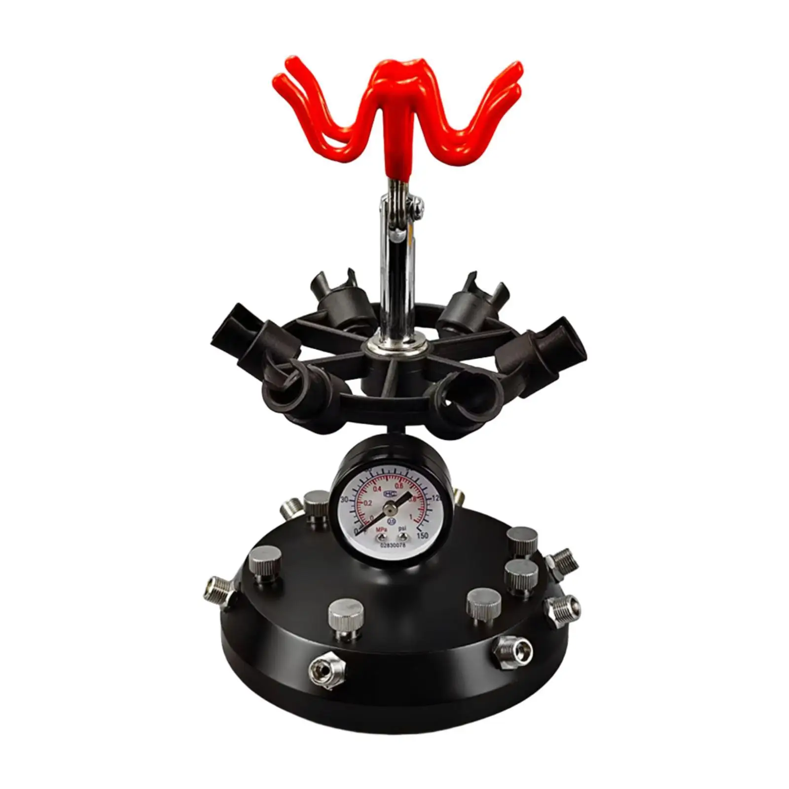 Airbrush Stand with Pressure Gauge Heavy-duty Metal Holder Clamp on Storage Rack Fits Eight Airbrushes for Creative Studio Tools