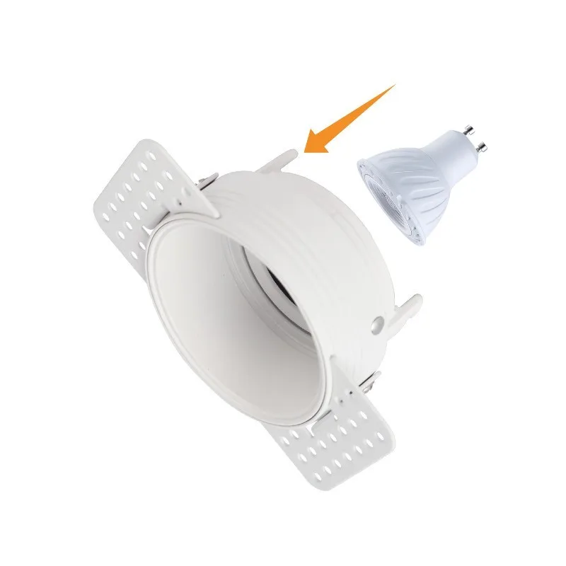 Trimless Recessed LED Downlight Fitting GU10 MR16 Bulb Holder Round Ceiling Spot Light Adjustable Frame