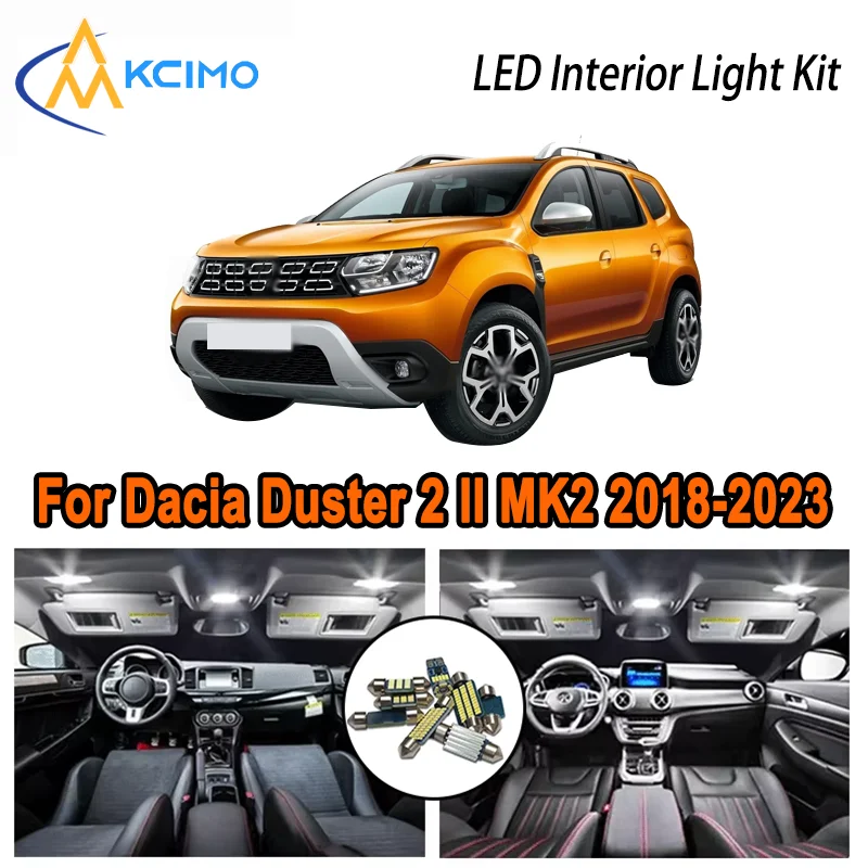 

Premium Bright LED Interior Light Kit for Dacia Duster 2 II MK2 2018-2023 2020 Dome Map Trunk Car Lamps with Canbus No Error