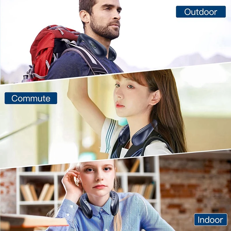 Ar condicionado de pescoço, ventilador de pescoço de resfriamento de corpo inteiro, refrigerador de ventilador de pescoço de ar condicionado AC vestível recarregável de 8000mAh