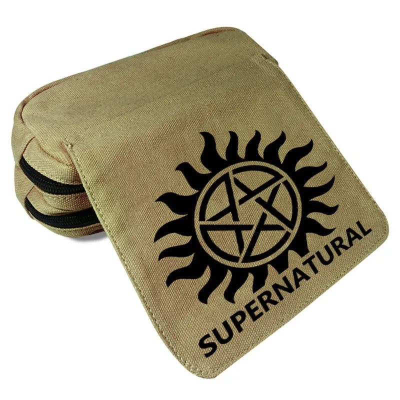 Supernatural SPN Wallet Bag Zipper Pencil Case Cosmetic Pouch Students Wallet Purse Bag Boys Girls Gifts