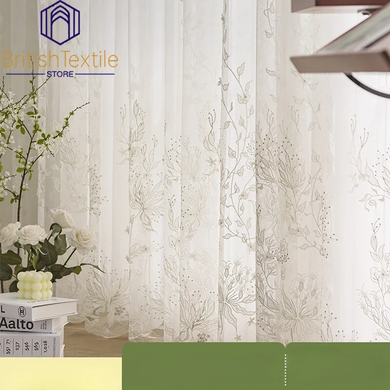 

Modern Curtains for Living Dining Room Bedroom Simple High-End Embroidered Yarn