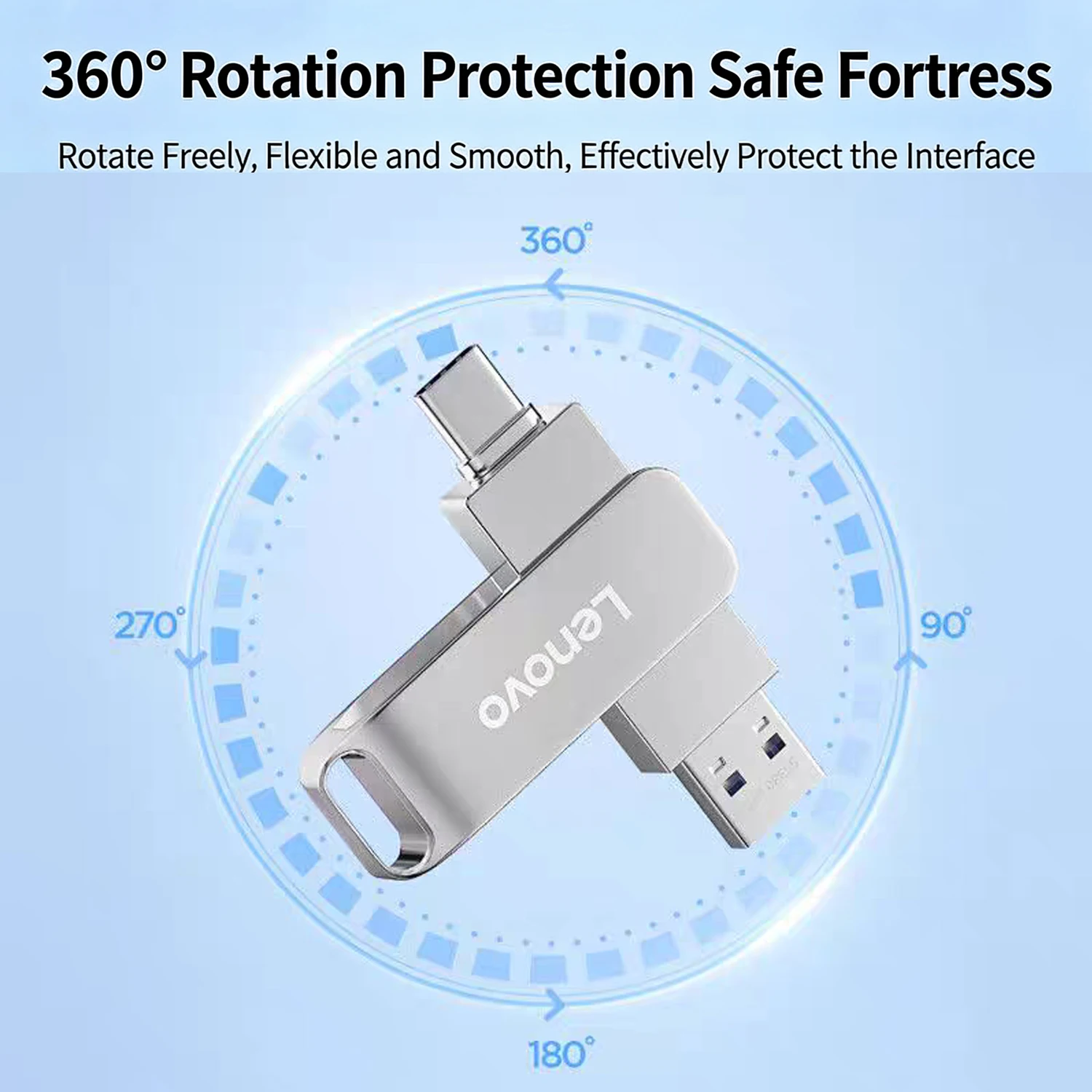 Lenovo Flash Drives 2 in 1 OTG USB 3.2 Type C Memory Stick 128GB High Speed Metal Pendrive for Android Phone/Tablet/Mac/Laptop