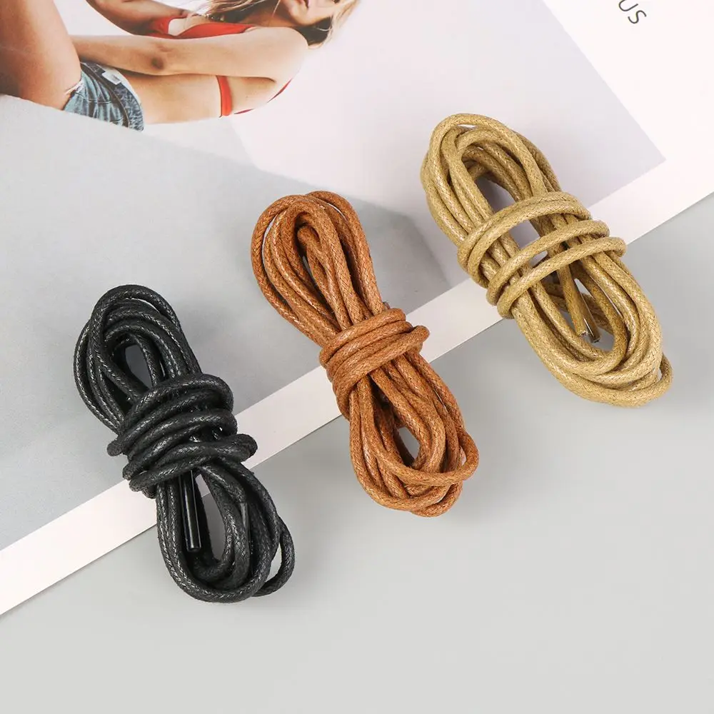 2 Pairs Men Women Coloured Shoelaces Leather Dress Shoes Shoe Laces Cord Round Waxed Shoelaces Boots Laces Strings