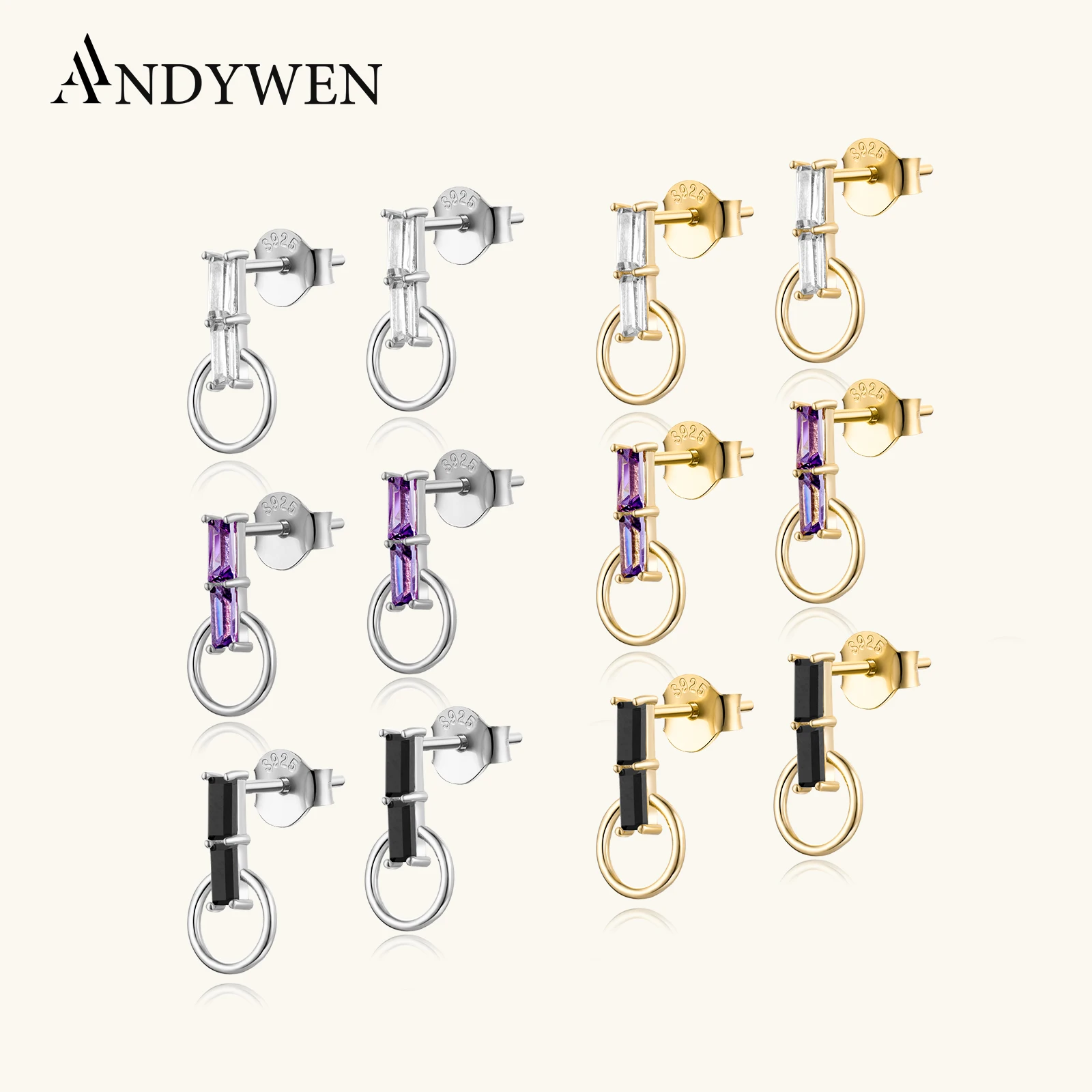 

ANDYWEN 925 пробы Серебряный Циркон CZ красочные серьги 2023 пирсинг Ohrringe серьги Роскошные Рок Панк Крошечные Круглые драгоценности