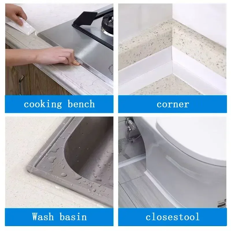 Transparent Acrylic Single-fold Kitchen And Bathroom Waterproof Mildew Stickers Sink Beautiful Stickers(3.2m*3.8cm) view 3