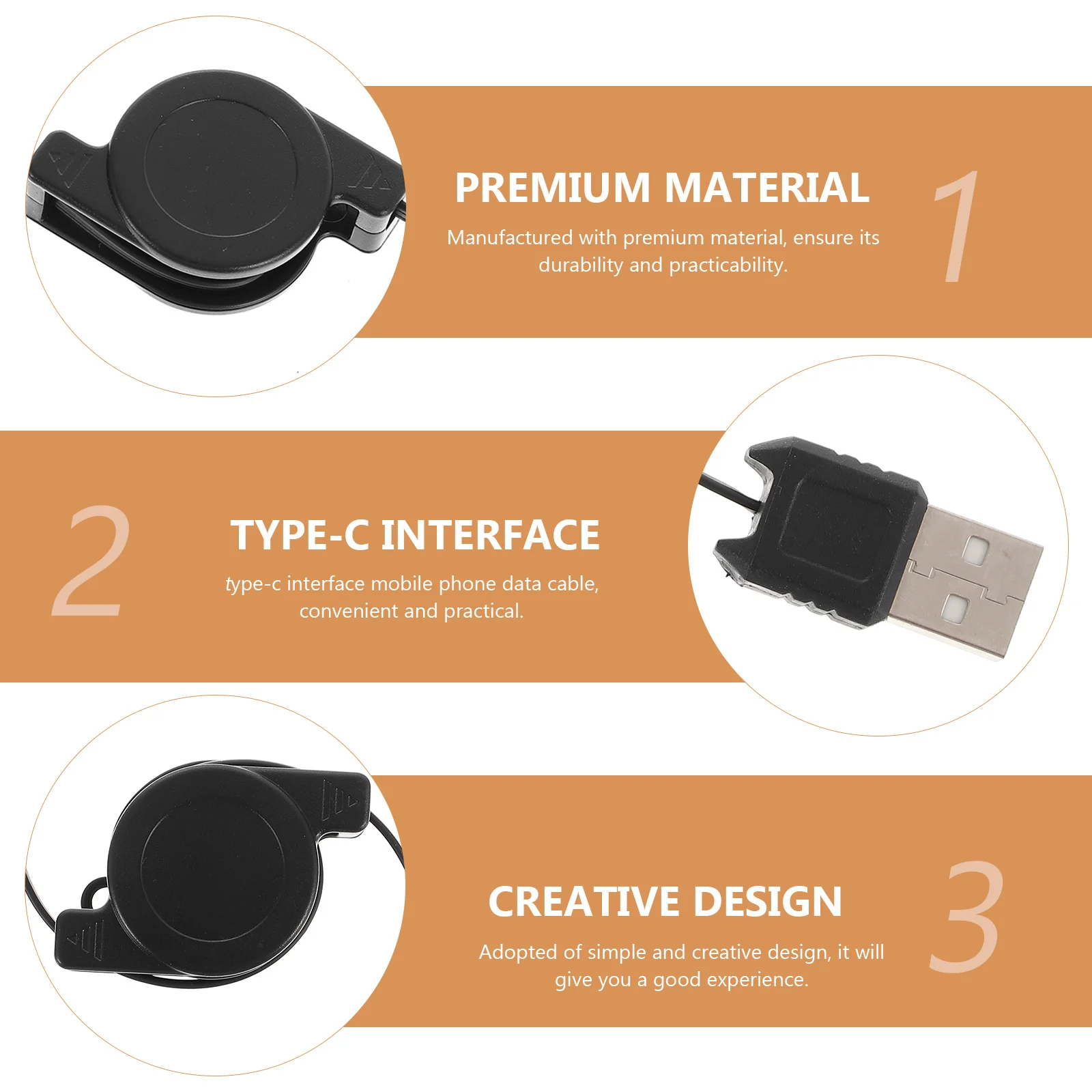 

2Pcs Durable Type-C Charging Line Premium Material Fashionable Phone Convenient and Practical Universal Adapter