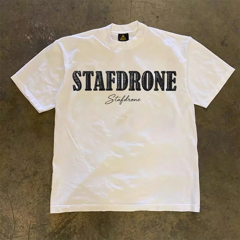 Loose Fit Cotton T-Shirt Unisex Short Sleeve Double Thread UPUPXIA Hero Print Sweat Absorbent round Neck Casual Summer Top
