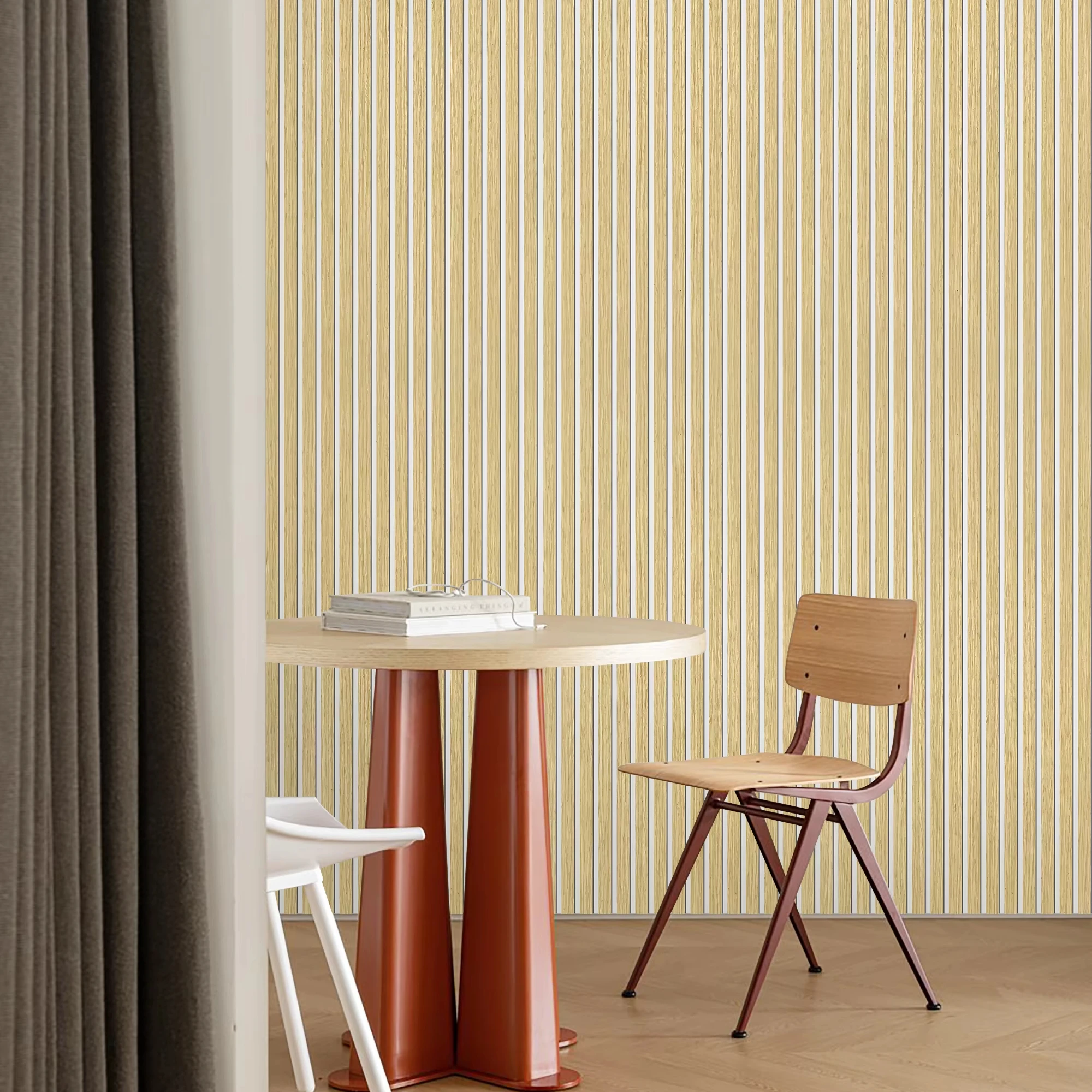 Interior Acoustic Wall Flexible Wood Slat Panel Grey With Graphic Design Solution Capability