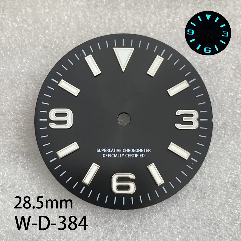 28.5 millimetri S Logo Ex Plorer Sunray Quadrante Fit NH35/NH36/4R/7S/8215 Movimento Blu Ghiaccio Luminoso Orologio Accessori di Modifica