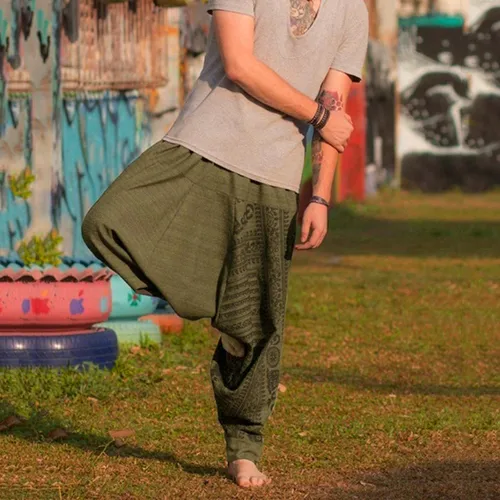 Imagen 2 del producto Pantalones cruzados de estilo étnico para hombres, pantalones sueltos personalizados, pantalones Retro de gran tamaño, pantalones deportivos de estilo callejero