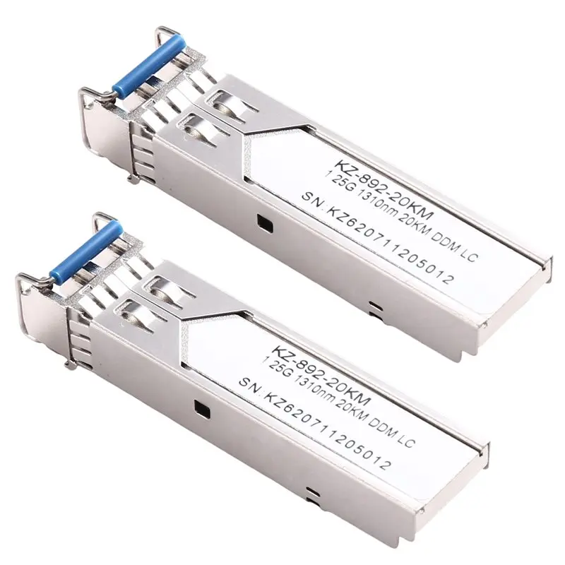 B63B-2PCS 1.25G LC SFP Single Mode Fiber Transceiver 1.25G Single Mode SFP LC Module 1310Nm 20Km Gigabit Duplex Optical