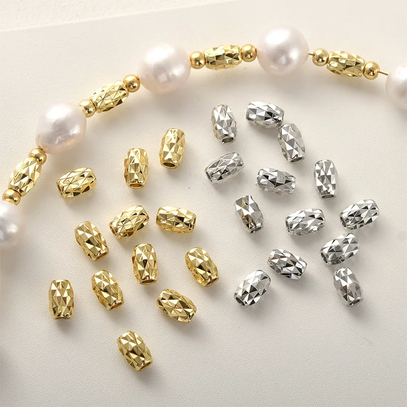 

5 шт. медные позолоченные бусины-шарики с резным узором, разделители, аксессуары для изготовления браслетов и ожерелий, оптом