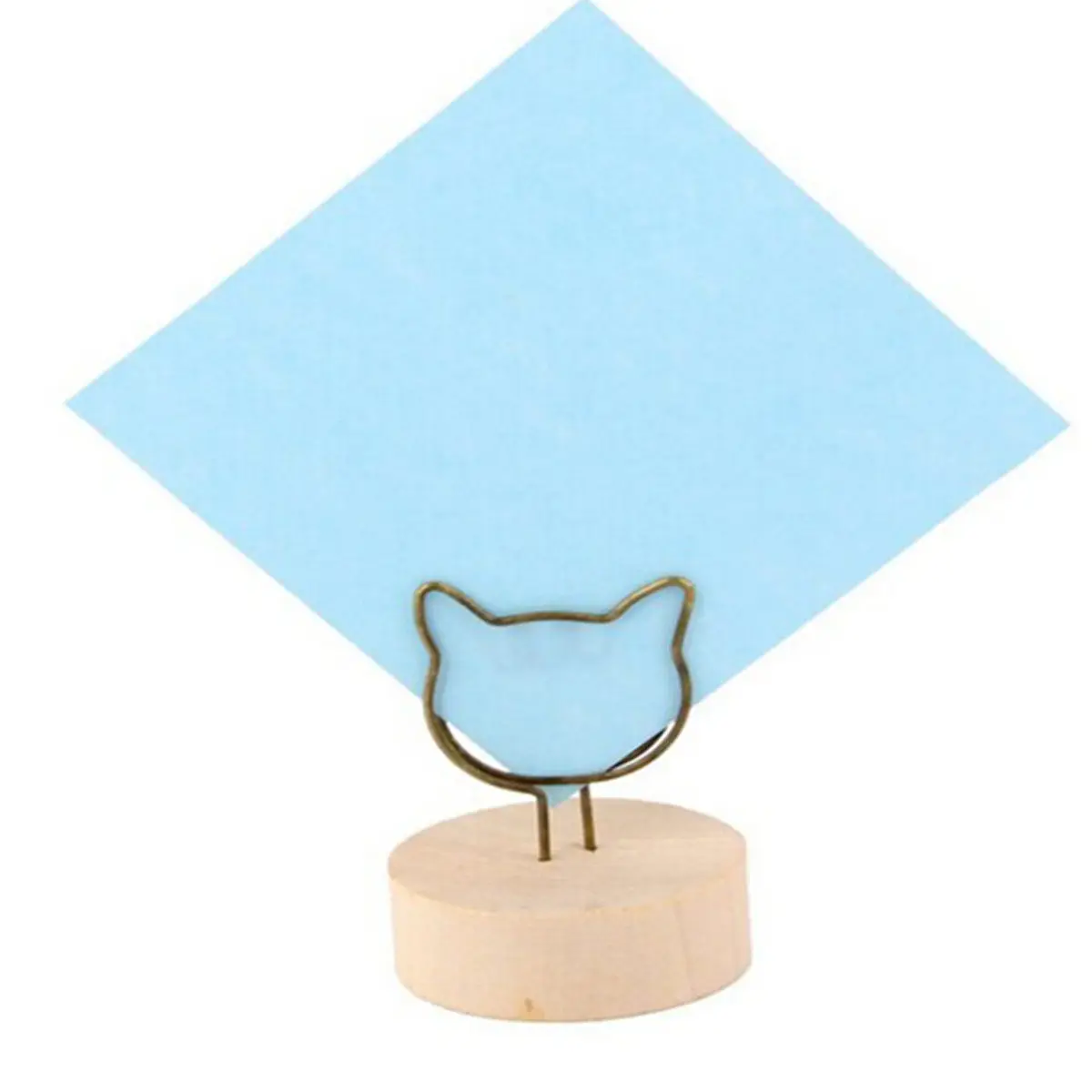 4x4x5cm Wooden Memo Photo Holder Wood Color Round Base Document Clip for Notes Messages Photos Name Cards in Compact Spaces