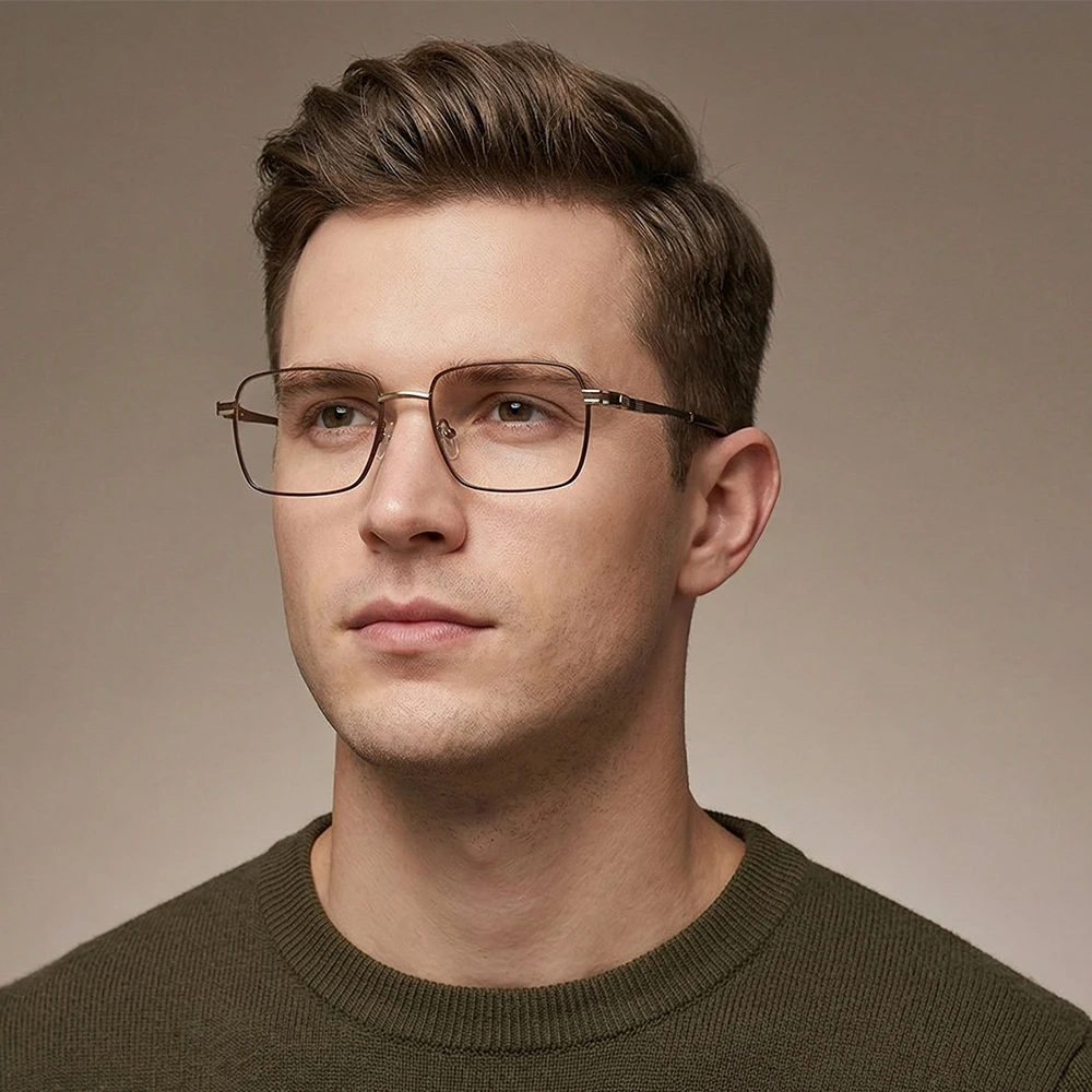 JMISUS Fashion Men Rectangle Progressive Prescription Glasses Anti Blue Light/Photochromic Optical Eyeglasses