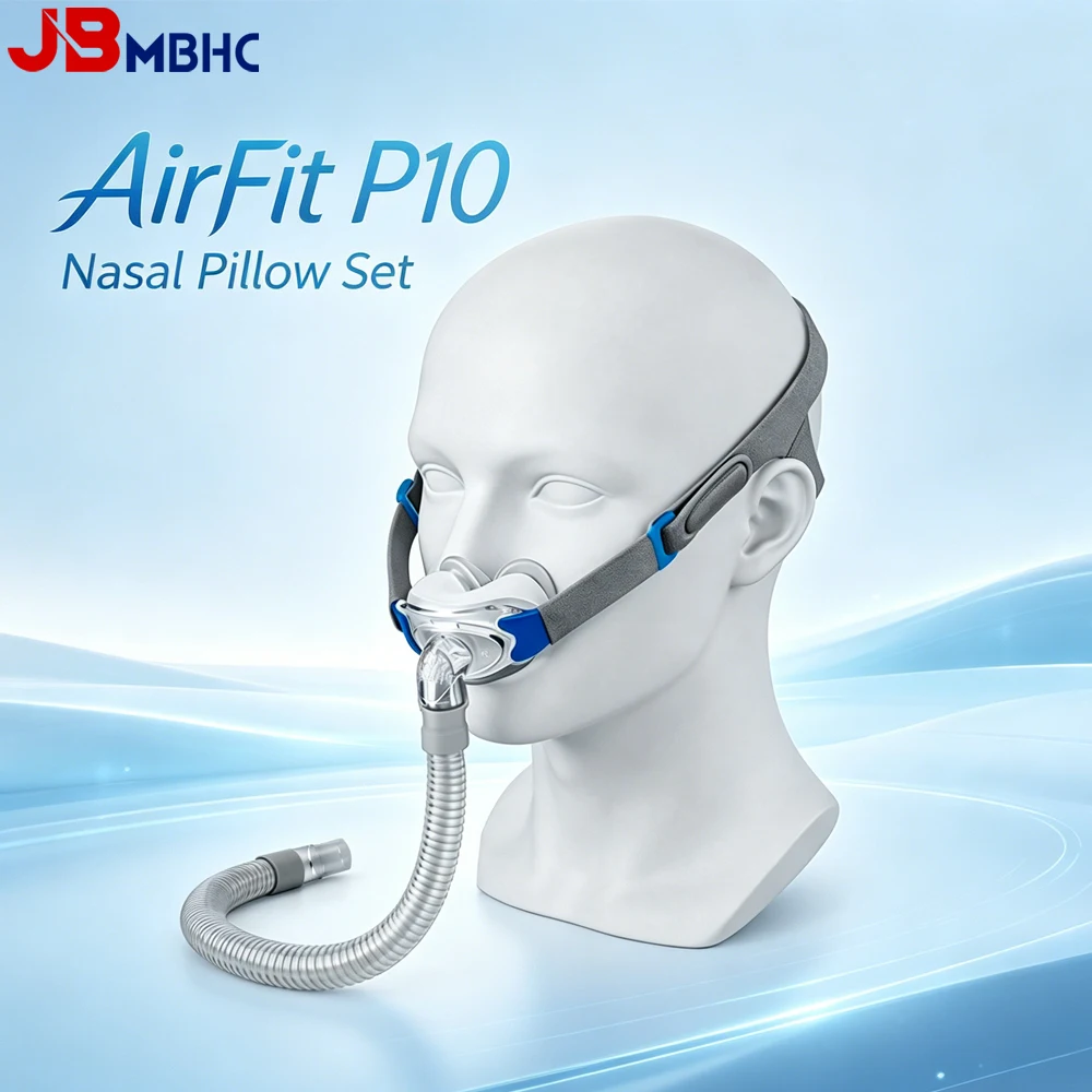 AirFit P10 CPAP Nasal Pillow Assembly Set CPAP P10 Nose Mask Pillow Set Includes Headgear, Tube & 3 Size Cushion for AirFit P10