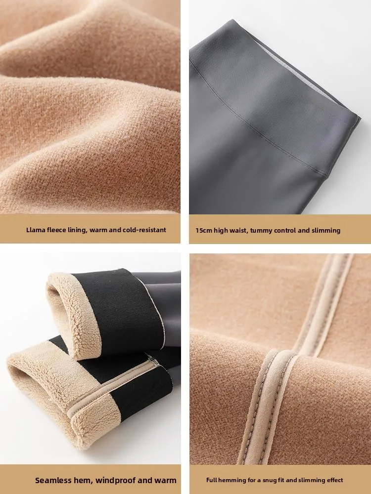 Rouje Dsyle Women's Fce Lined ark Bite Yoga Pants Cotton Trousers Autumn Winter Warm Base Layer Pants Casual Wear