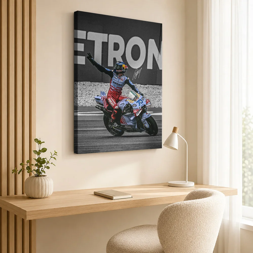 Alex Marquez MotoGP Victory Celebration Canvas Painting Poster Raw Style Wall Art With Customized Photo For Study Ideal Fan Gift