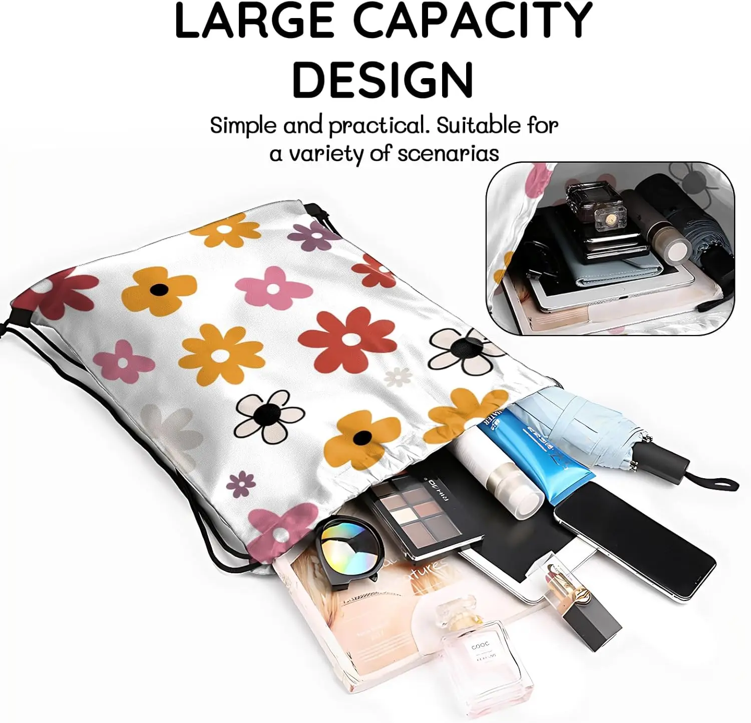 Mochila con cordón, bolsas deportivas con cordón para nadar, mochila estética impermeable para mujeres unisex, playa