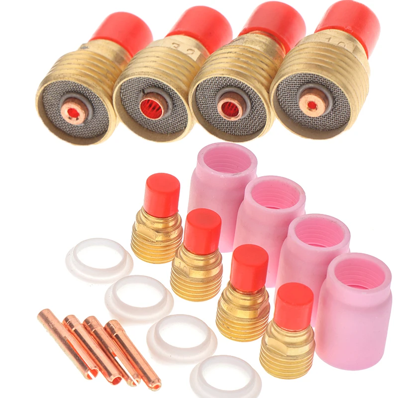 4Pcs TIG Gas Lens Kit 1.0/1.6/2.4/3.2mm FIT TIG Welding Torch PTA DB SR WP-9/20/25 Series Argon Arc Welding Torch Accessories