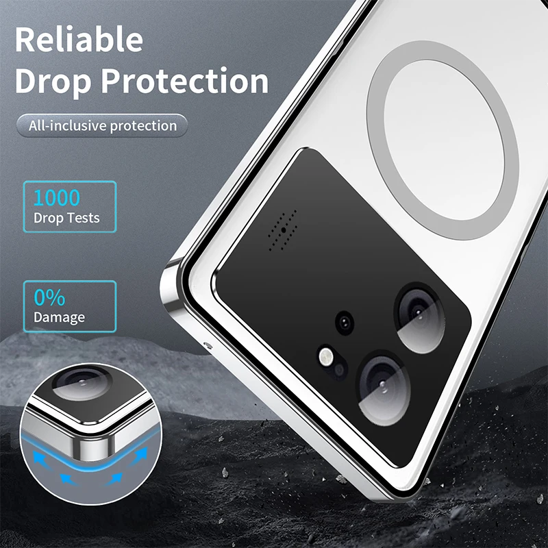 For Xiaomi 13T Pro 13T Case Metal Full Coverage Lens Magsafe Wireless Charge Charging Aromatherapy Anti Drop Protecting Cover image 2