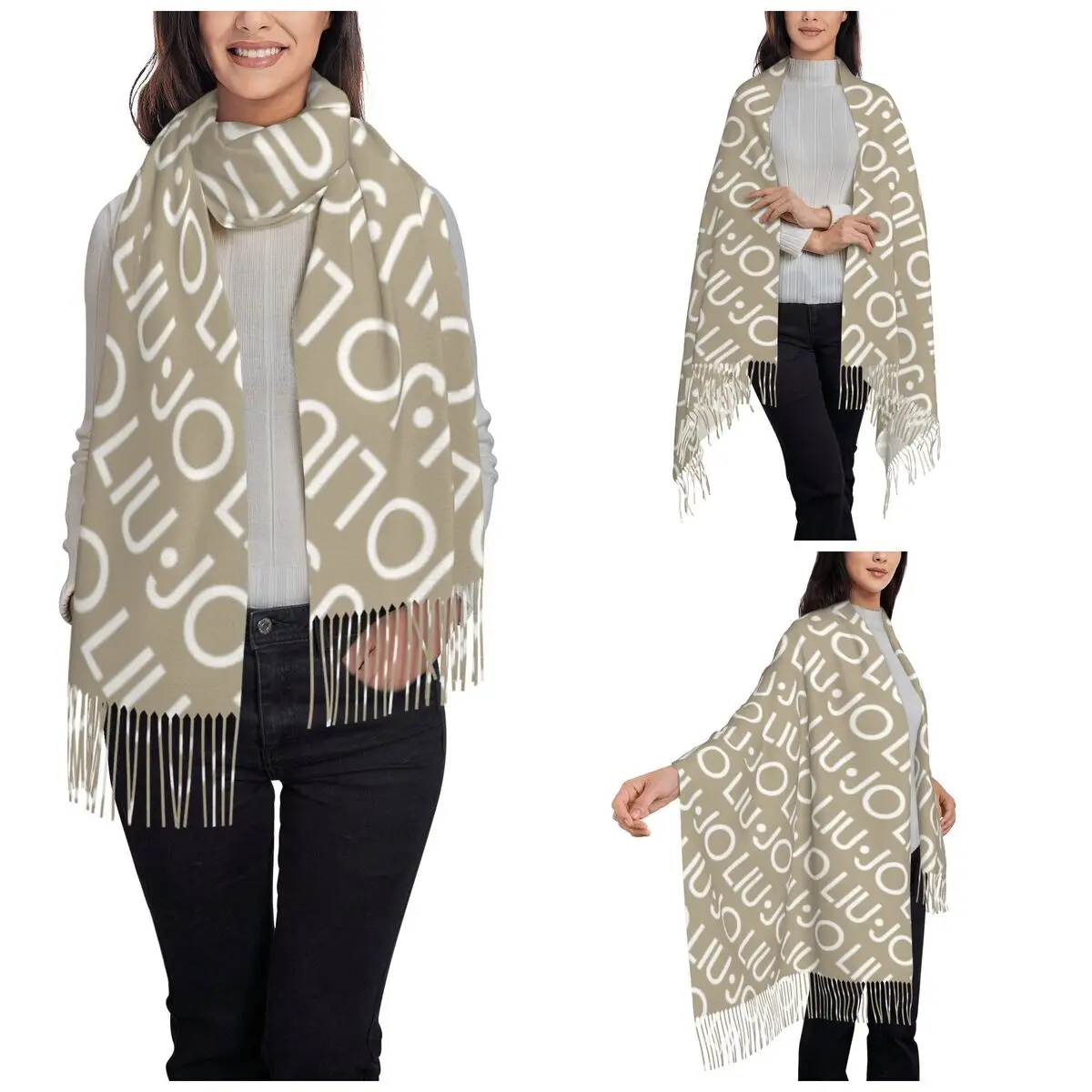 Luxury Liu Jo Scarf for Women Warm Winter Shawl Wrap Large Scarves with Tassel Lightweight