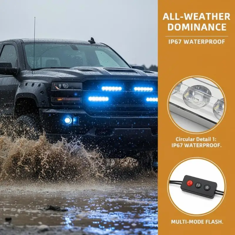 Vehicle Rescue Emergency LED Siren Light Set 1 Set 6 LEDs 4 In 1 12V Strobe Warning Lamp for Car Truck Safety Alert