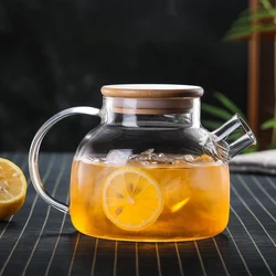 1L/1.5L Big Transparent Borosilicate Glass Teapot Glass Tea Fridge Infuser Teapot With Strainer Pu Erh Kettle Gaiwan Set Pot Cup