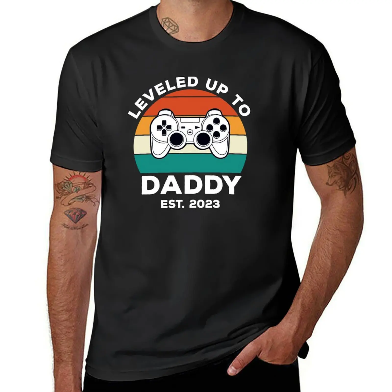 Leveled Up To Daddy 2023 T-Shirt cute tops boys animal print anime men t shirt