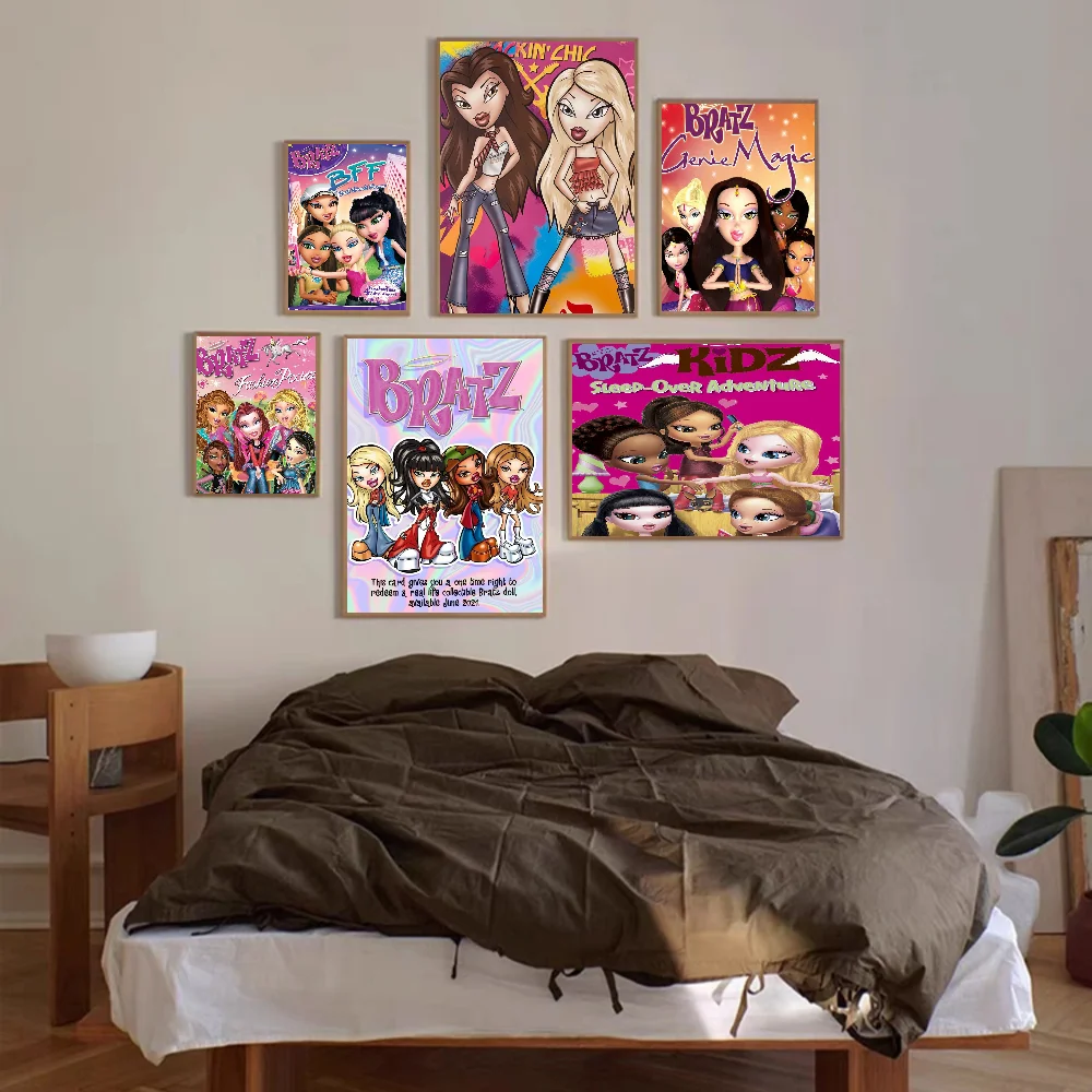 B-Bratz D-Doll Classic Vintage Anime Posters Sticky Waterproof Paper Sticker Coffee House Bar Kawaii Room Decor