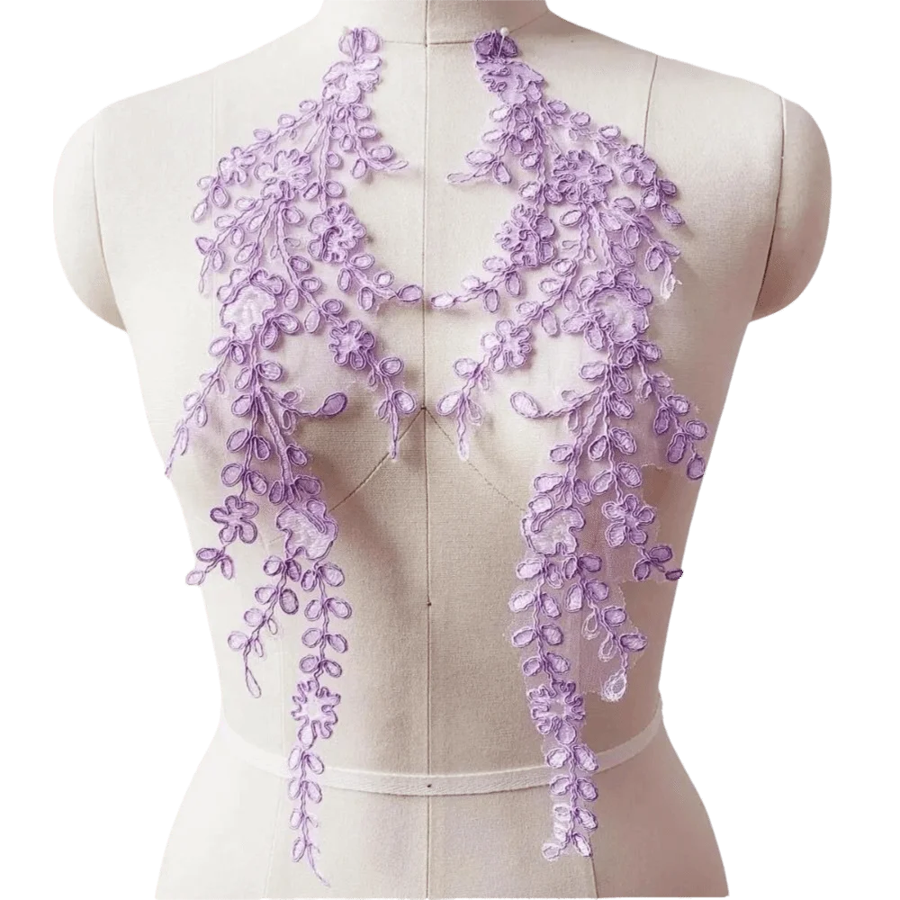 Mesh Embroidery Lace Trim Branch Flower Pattern Cotton Thread DIY Craft Lace Multi Colors Cord Bone Texture Applique Lace Trim