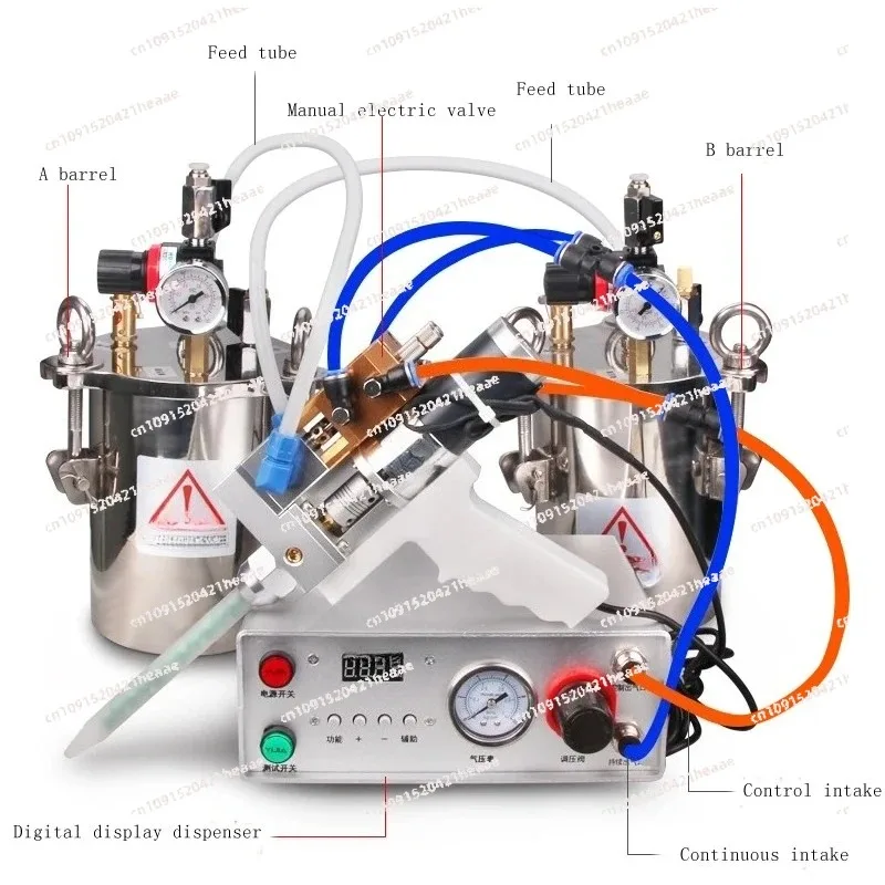 Suitable for electric mixing double liquid valve  glue filling machine with stainless steel dispensing pressure barrel