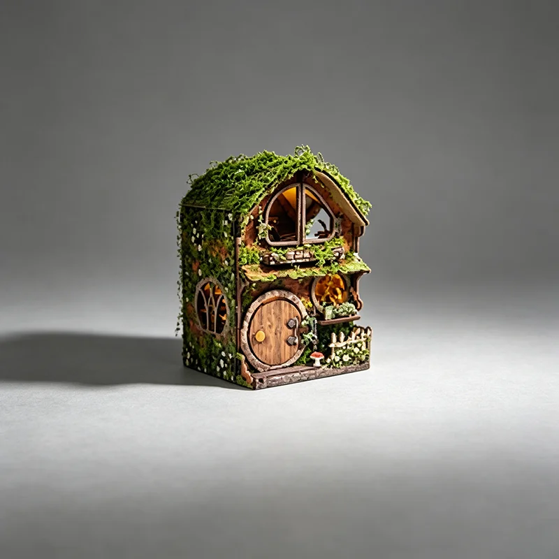 Forest-Inspired Healing 3D Assembled Bookend Wooden Miniature Vine Cottage Home Decor Craft Gift for Book Lovers