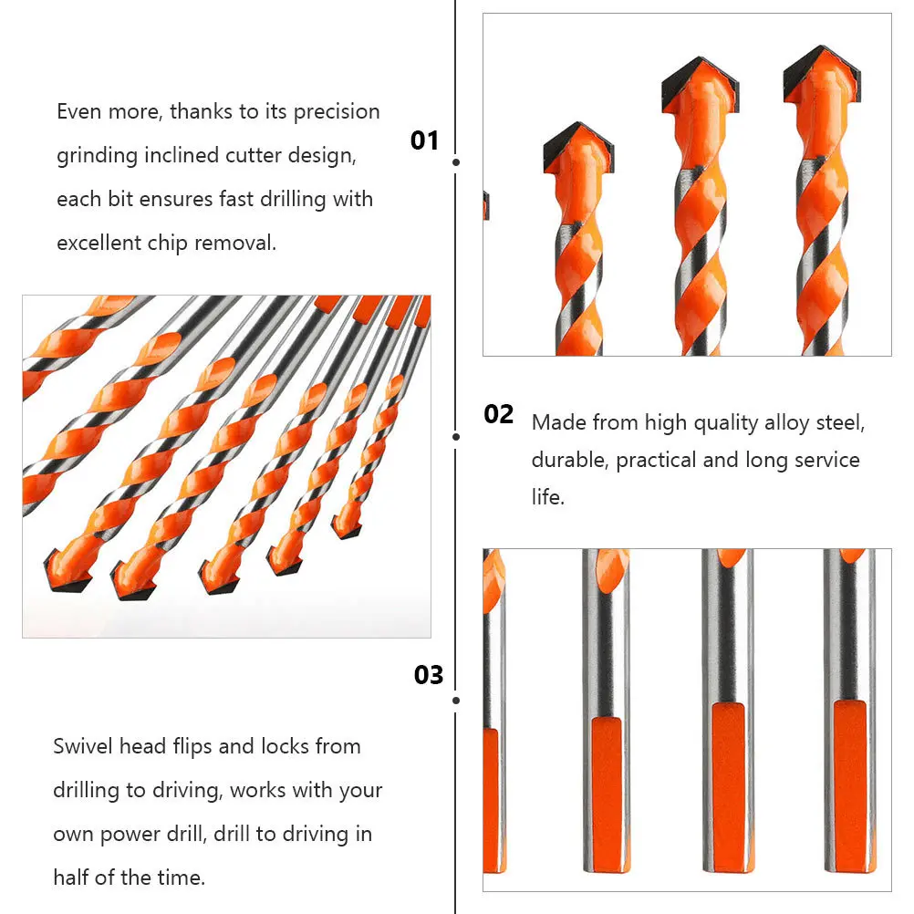 

Набор из 5 спиральных сверл из сплава с треугольным профилем, высокопрочные сверла HSS с покрытием для быстрого сверления алюминия и титановых сплавов, для электродрелей