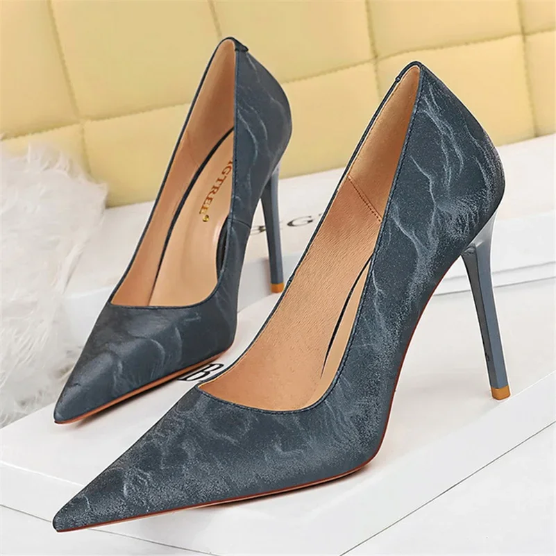 New Women 10.5cm High Heels Pumps Wedding Bridal Stiletto Sexy Blue Heels Lady Scarpins Office Party Plus Size Quality Shoes