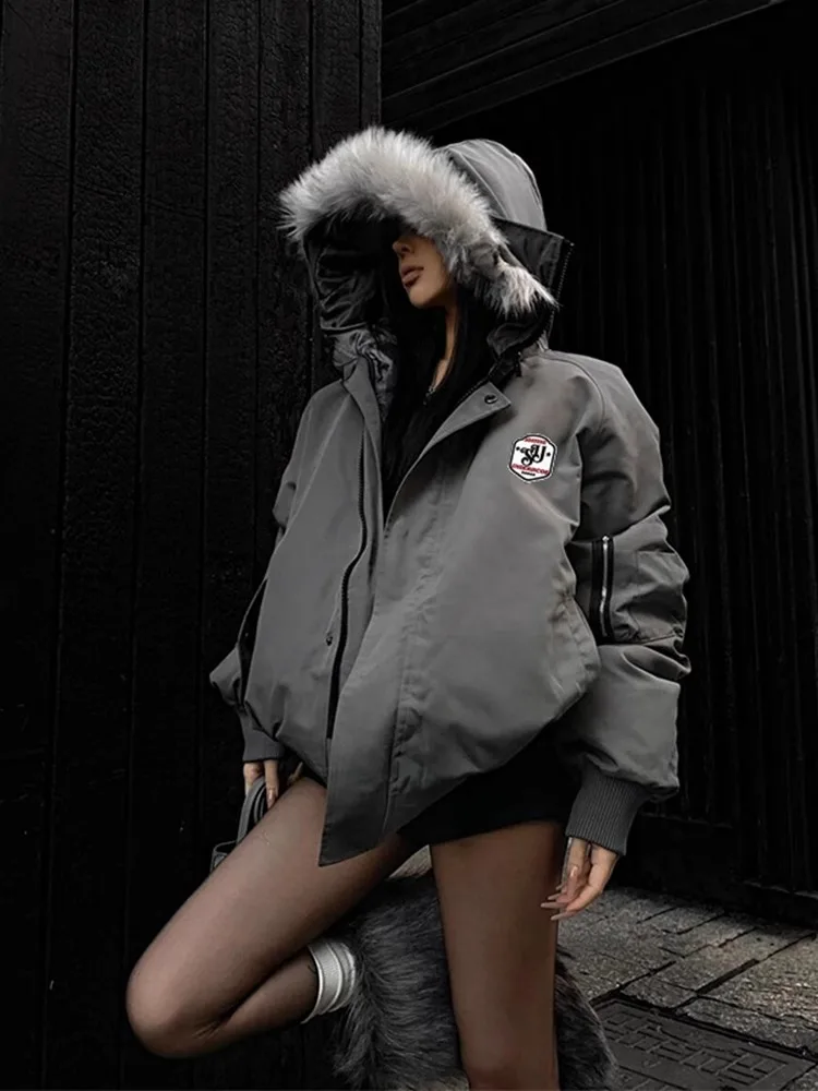 

Cleanfit American Retro down Parka Coat Men's Winter Thi Warm Workwear Cotton Jaet Hooded Fur Collar Casual Outerwear