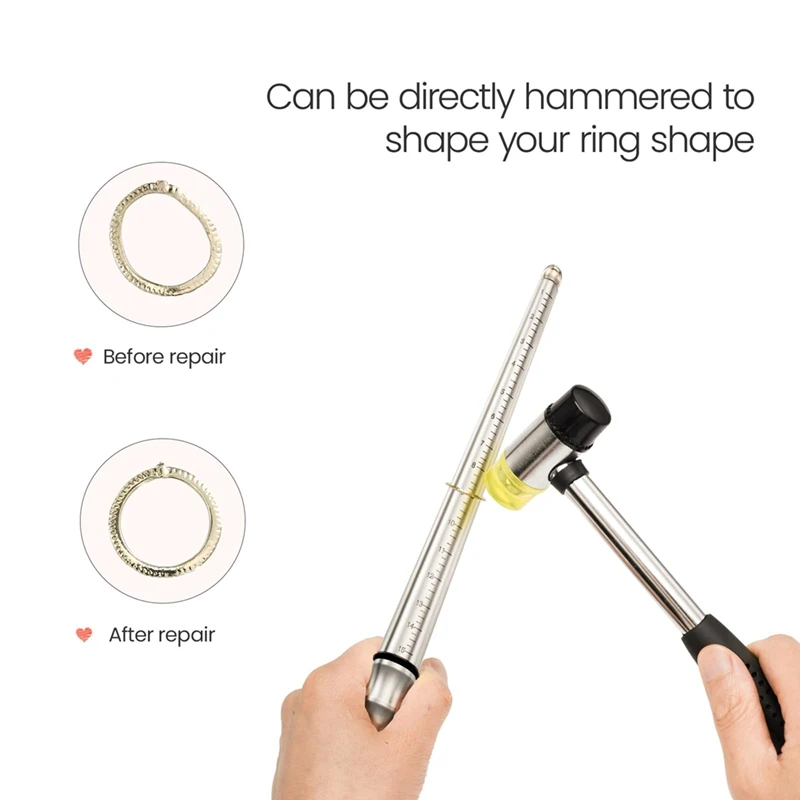 Ring Sizer Madrel Pro, Stainless Steel Solid Ring Mandrel For Ring Measurer And Repair Distorted Ring