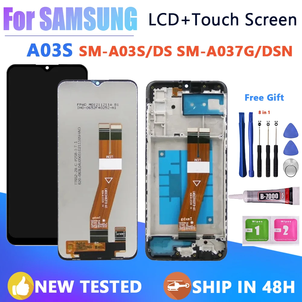 

For Samsung Galaxy A03S SM-A03S/DS SM-A037G/DSN Display Screen Touch Lcd Digitizer Assembly Frame A037F A037G Replacement