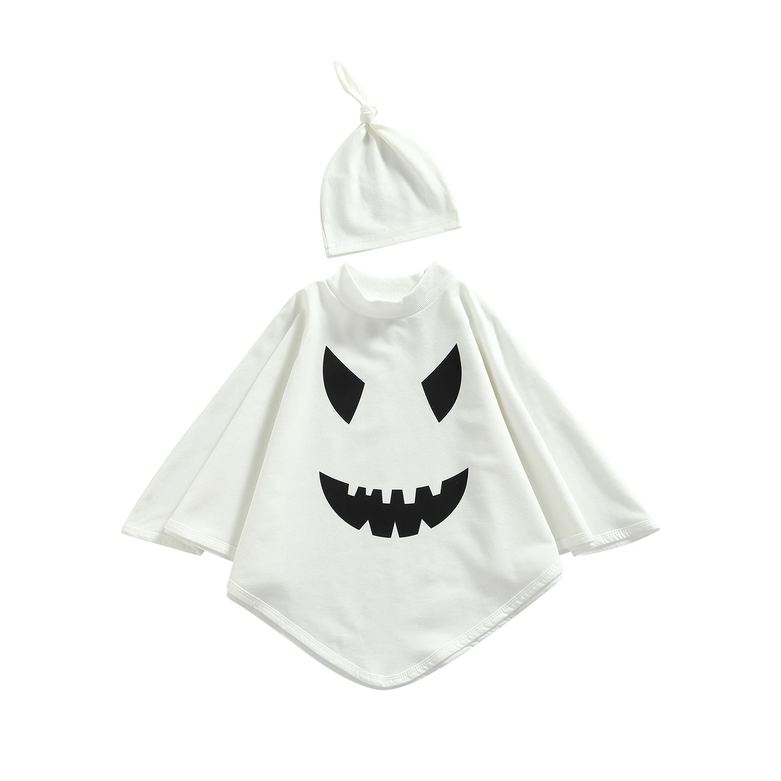 Kids Toddler Boy Girl Halloween Costume Ghost Cosplay Smile Cloak Hooded Cape Poncho Fancy Party Outfits