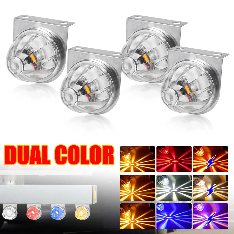 

12V 24V Dual Color LED Watermelon Light With Bracket Strobe Under Glow Lights Front Rear Side Turn Signal Lamp For Truck Trailer