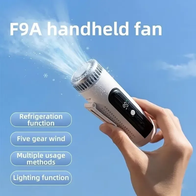 2026 New Semiconductor ICE Cooling Turbo Fan 3-in-1 Portable USB Handheld Neck Waist Fan with LED Display 3000mAh Battery