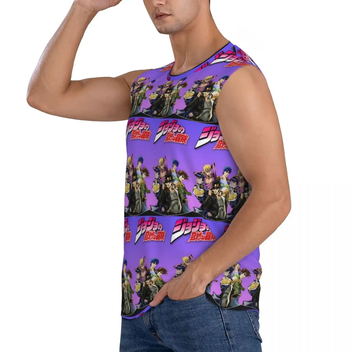 Jojo Bizarre Adventure Anime Cartoon Men Sleeveless Tank Tops Quick Dry Breathable Gym Fitness Running Summer Casual Sport Vest