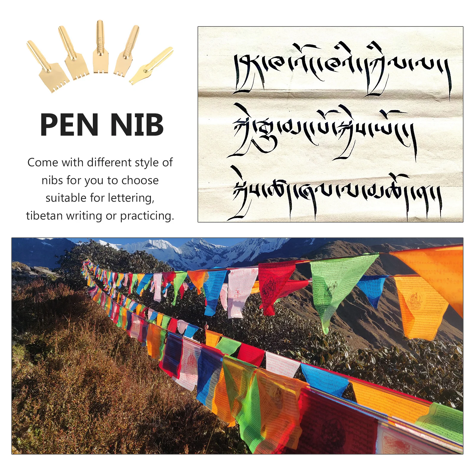 

5 шт., набор наконечников для перьевой ручки, латунные тибетские письменные принадлежности, прочные ручки для практики каллиграфии, художественные письменные принадлежности, школьные канцелярские принадлежности