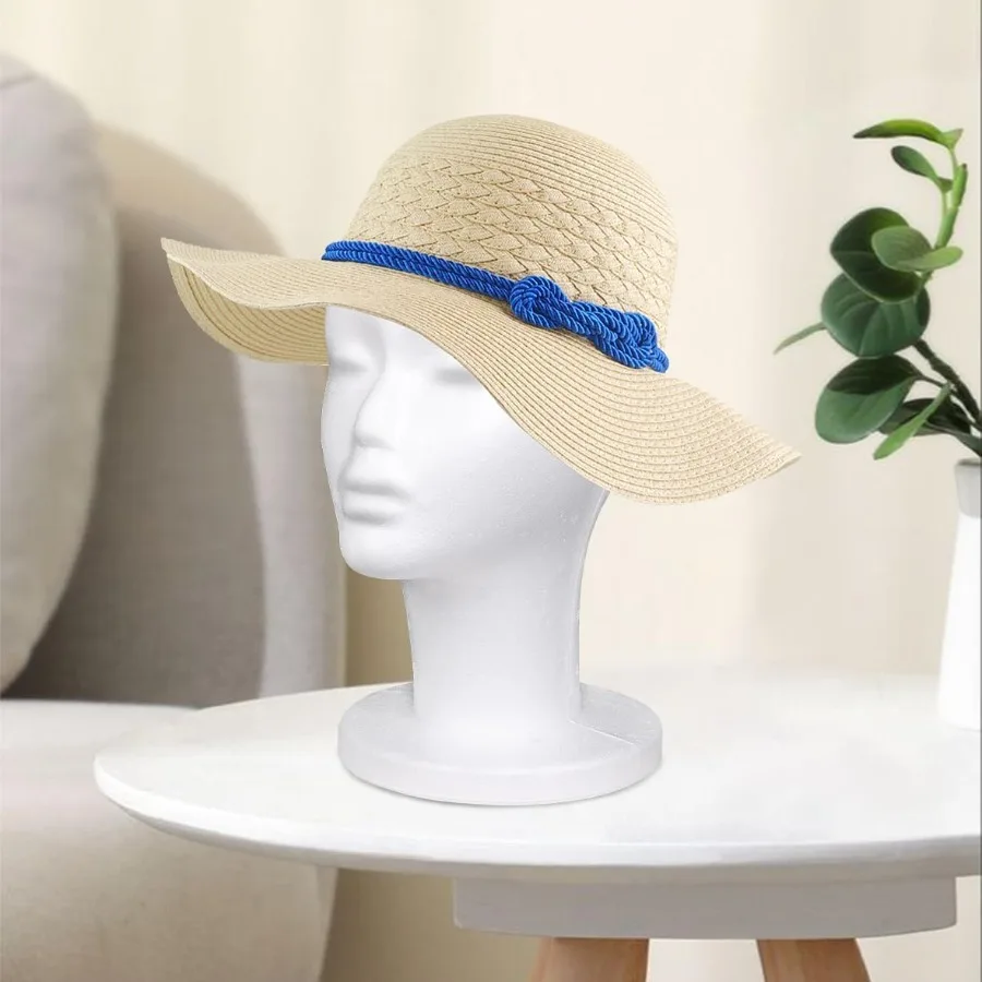 Leeven 1 szt. Piankowa głowa manekina do peruk, damska głowa manekina z polistyrenu, ekspozytor do peruk, model do stylizacji, ekspozycja na kapelusze i akcesoria do włosów