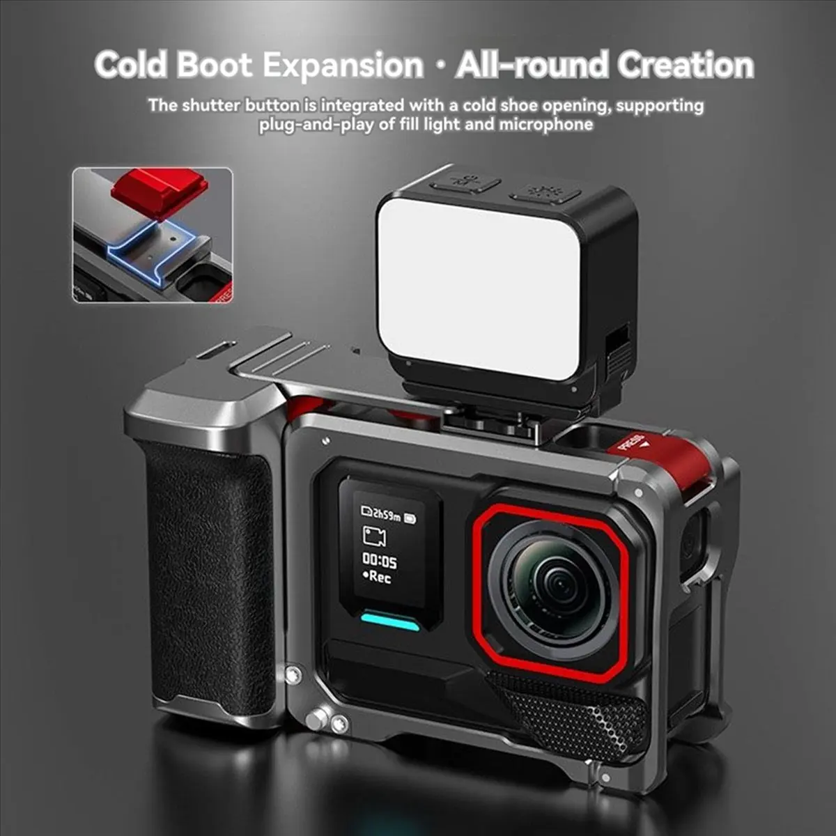A10I Camera Xplorer Grip Holder for Pro 2/1 Aluminum Frame Cage Camera Extension Bracket with Shutter Button