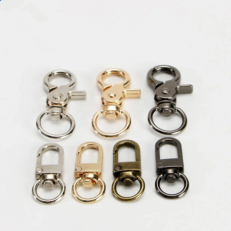 Swivel Clasps with Rings Lanyard Snap Hooks Keychain Clip Hook Metal Lobster Claw Clasps for Lanyard Key Rings Crafting Purse