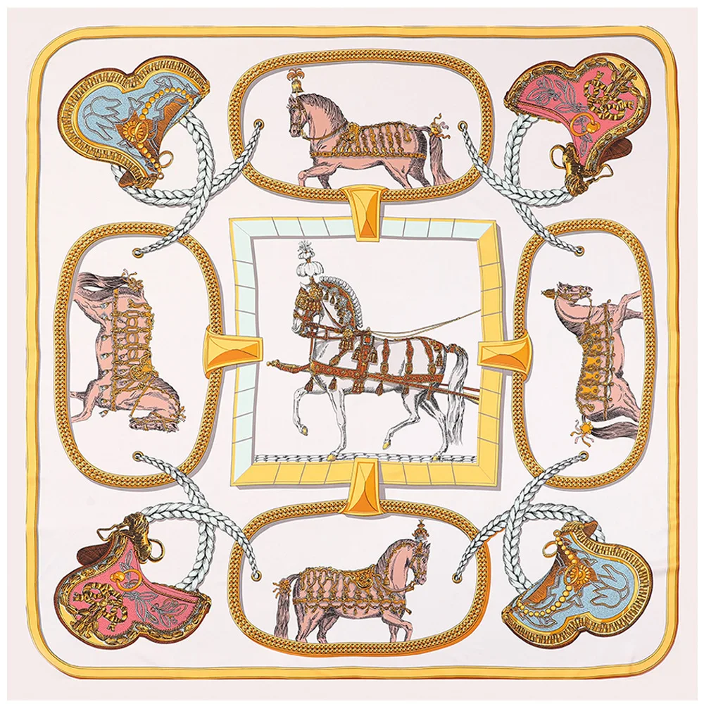 130cm cuatro estaciones otoño nueva bufanda para mujer carruaje de caballo borla regalo de viaje chal cálido protector solar bufanda cuadrada grande presente