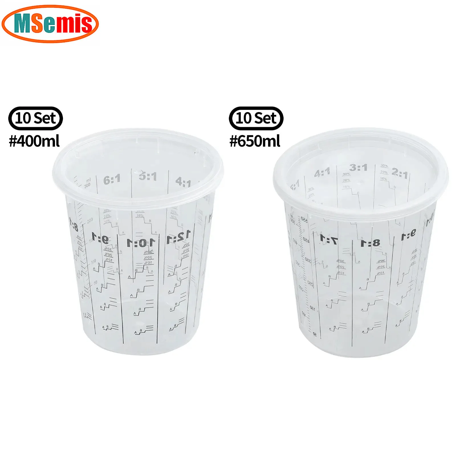 

10 Set of Disposable Plastic Paint Mixing Cups with Lids Solvent Resistant Reusable Clear Mixing Cups for Paint Epoxy Resin