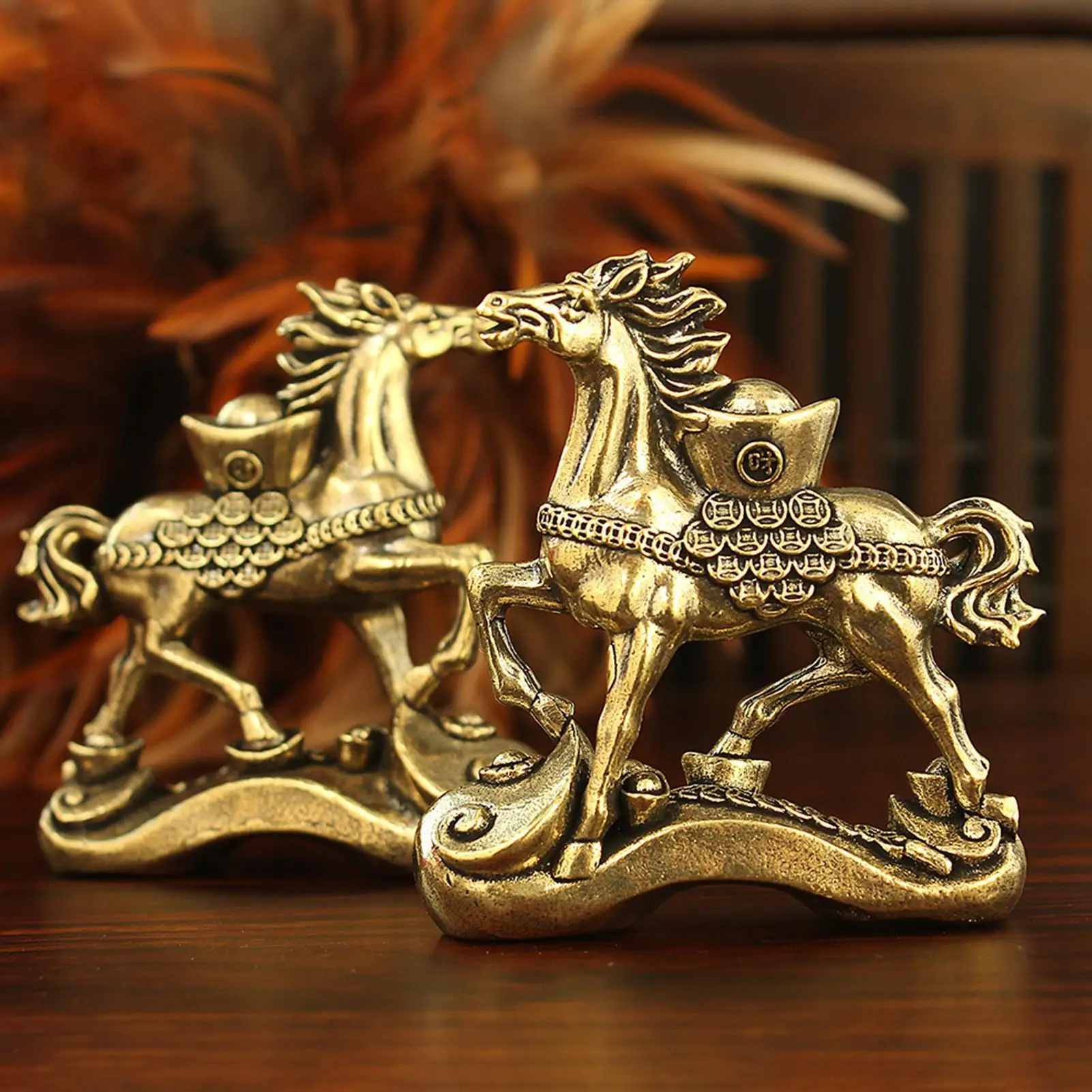 Pure Copper Horse Figurines Brass Solid Desktop Decoration Handicrafts Ornament Antique Bronze Zodiacs Animal Miniatures